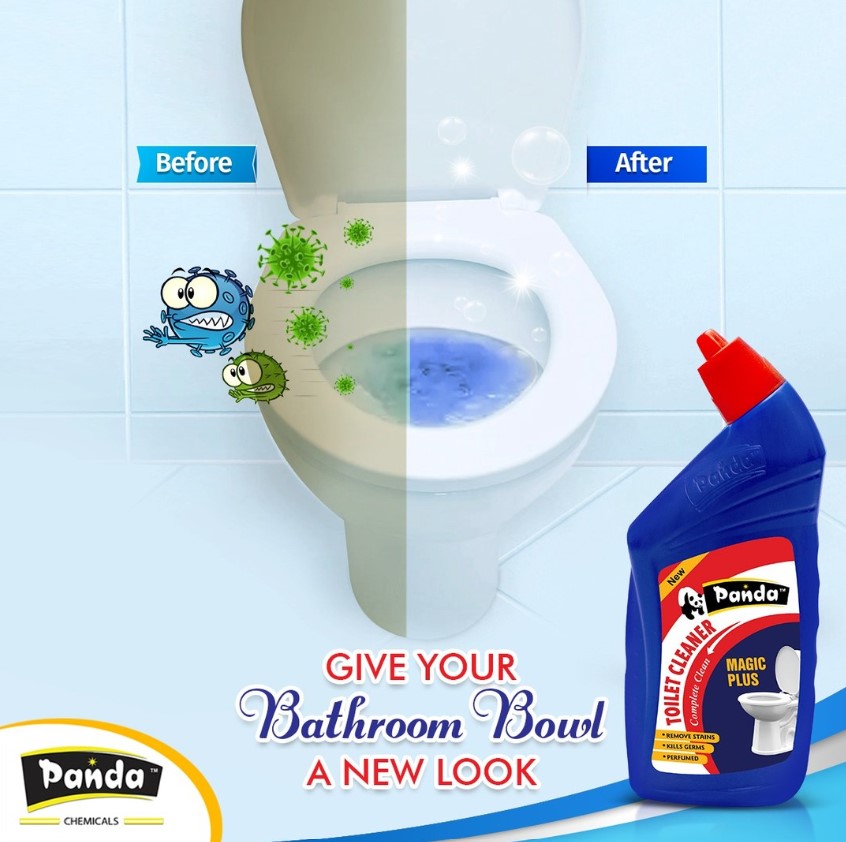 Panda Bowl Cleaner Toilet Bowl Gel Cleaner Household Bathroom Toilet Cleaner Blue 100% Germ Kill Toilet Cleaner Disinfectant Toilet Cleaner Liquid | Suitable for Toilet Bowls Removes Tough Stains and Odor