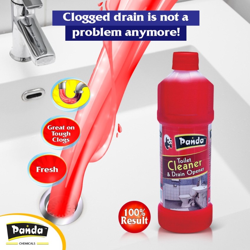 Panda Toilet Cleaner and Drain Opener 500 ML Toilet Bowl Cleaner Household Bathroom Cleaner 100% Kill Germs Disinfectant Antibacterial Liquid Fragrant Red Sweep Tiles Cleaner | Suitable for Toilet Bowls Removes Tough Stains and Odor