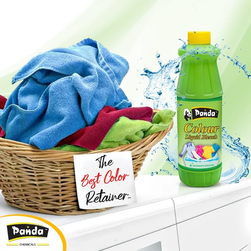 Panda Color Bleach 500ML Fabric Whitener Bleach Makes Clothes Bright Removes Tough Stains Antibacterial Washing Stain Remover Clothes Cleaner Multi-Purpose Disinfecting Bleach Cleaners for Home Laundry, Linens, Curtains
