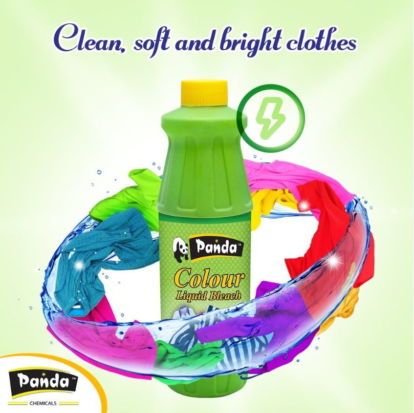 Panda Color Bleach 500ML Fabric Whitener Bleach Makes Clothes Bright Removes Tough Stains Antibacterial Washing Stain Remover Clothes Cleaner Multi-Purpose Disinfecting Bleach Cleaners for Home Laundry, Linens, Curtains