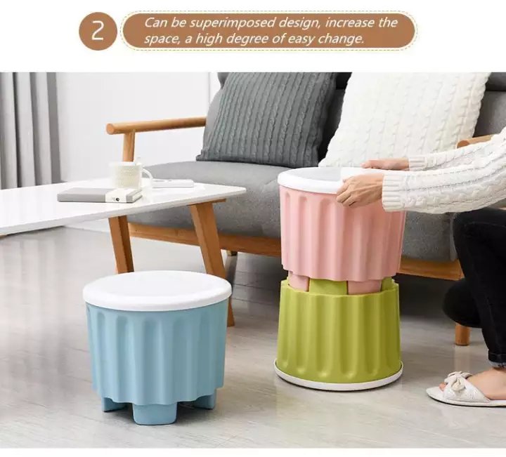 High Quality Portable Drum Storage Stool and Sitting Chair Dool Stool And Space Saver Drum Stool And Space Organizer - Multipurpose Stool Plastic Stool Simple Style Household Toy Storage Box Large Capacity Stackable Storage Box Seat - Color Random