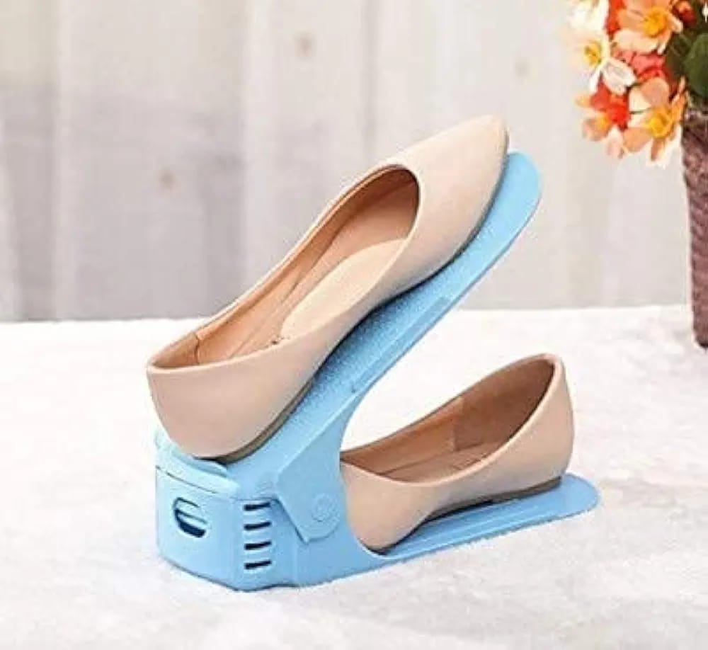 Pack of 2 Double Layer Adjustable Shoe Bracket Storage Shoe Rack Home Accessories Shoe Storage Rack Shoe Holder Rack Slippers Rack Shoe Organizer Rack Cabinet Shoe Organizer Slipper Holder 2 In 1 Foldable Shoe Holder Space Saving Multicolor Assorted
