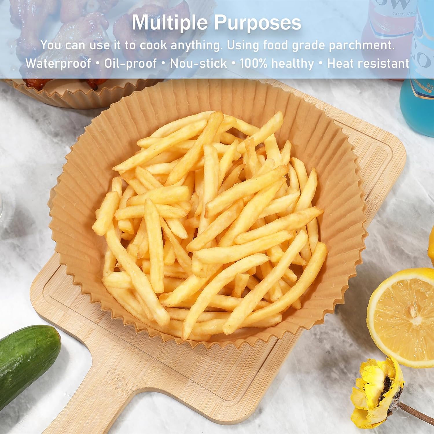 50 Pcs Air Fryer Disposable Paper Liner Airfryer Paper Tray Disposable Parchment Liners Easy Clean Round Non-stick Oil Resistant Air Fryer Non-Stick Mat Steamer Round Paper Baking Mats For Air fryer, Baking, Roasting Microwave Disposable Paper Plates