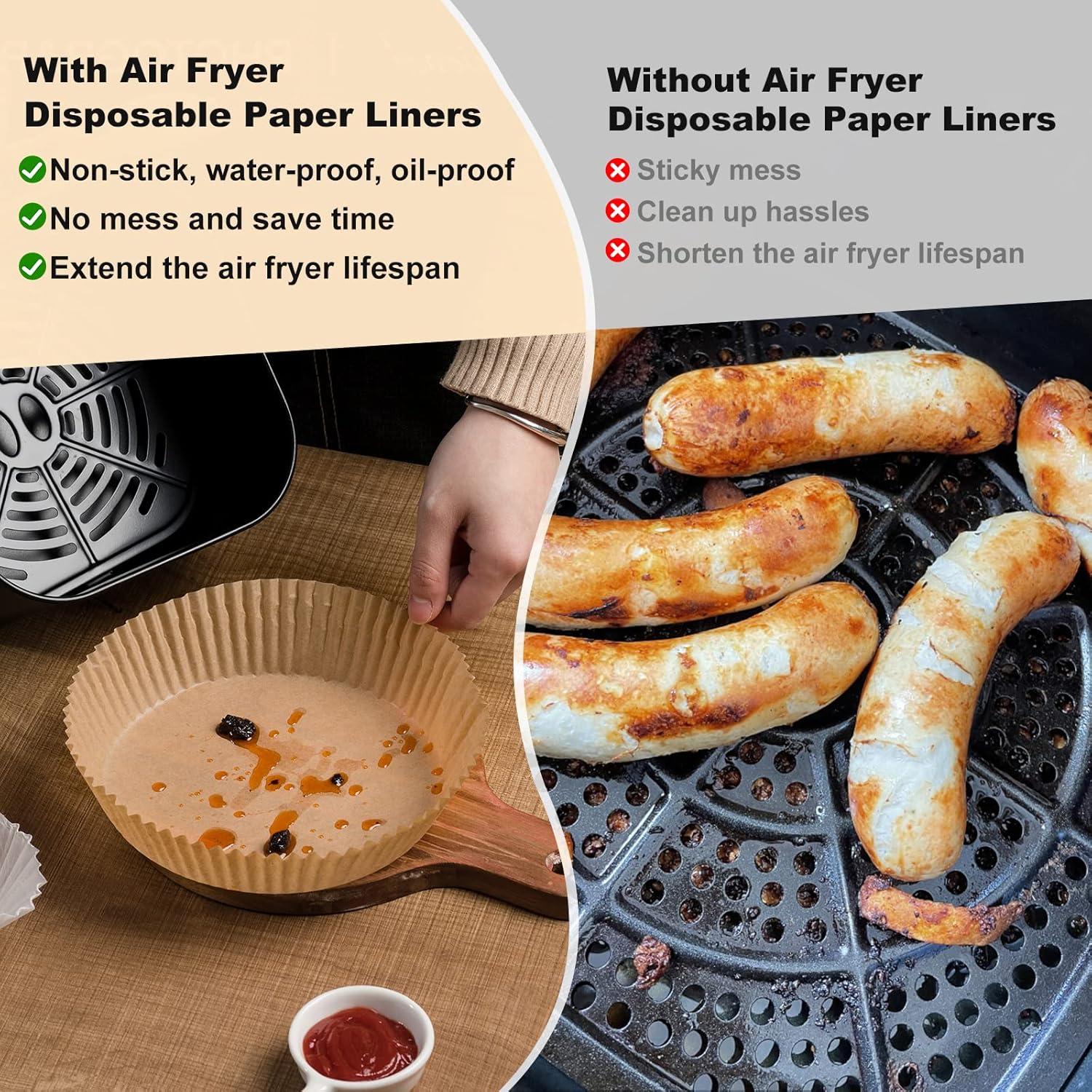 50 Pcs Air Fryer Disposable Paper Liner Airfryer Paper Tray Disposable Parchment Liners Easy Clean Round Non-stick Oil Resistant Air Fryer Non-Stick Mat Steamer Round Paper Baking Mats For Air fryer, Baking, Roasting Microwave Disposable Paper Plates