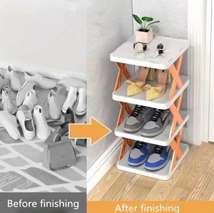 Big Size 5 Layer Multi-Functional Shoes Rack Stackable Shoes Organizer, Kitchen Rack, Bedroom Racks, Lounge Portable Shelves- X Rack, Space-Saving Plastic Cabinet, Easy Assembly, Ideal For Home Storage & Closet Shoe Shelf
