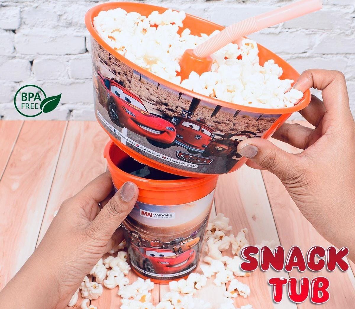 2 in 1 Snack Tub with Straw Glass For Kids PopCorn Cup With Glass Straw Pop Corn Glass for Movies Netflix Popcorn Bowl with Attached Beverage Glass Snack & Sip Combo Snacks bowl with Cup for Travel Mug Tumbler 400 ml
