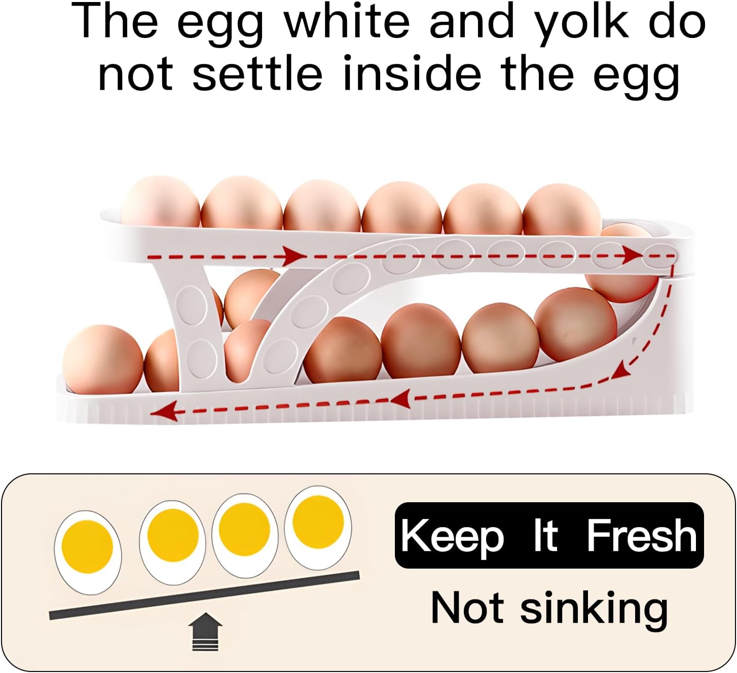 Egg Dispenser, Egg Organizer, Space Saver For Organizing Egg, 2 Tier Roller Egg Tray For Fridge, Egg Holder For Refrigerator, Egg Storage Box, Egg Storage Rack For Refrigerator, Kitchen, Cabinets And Dining Table