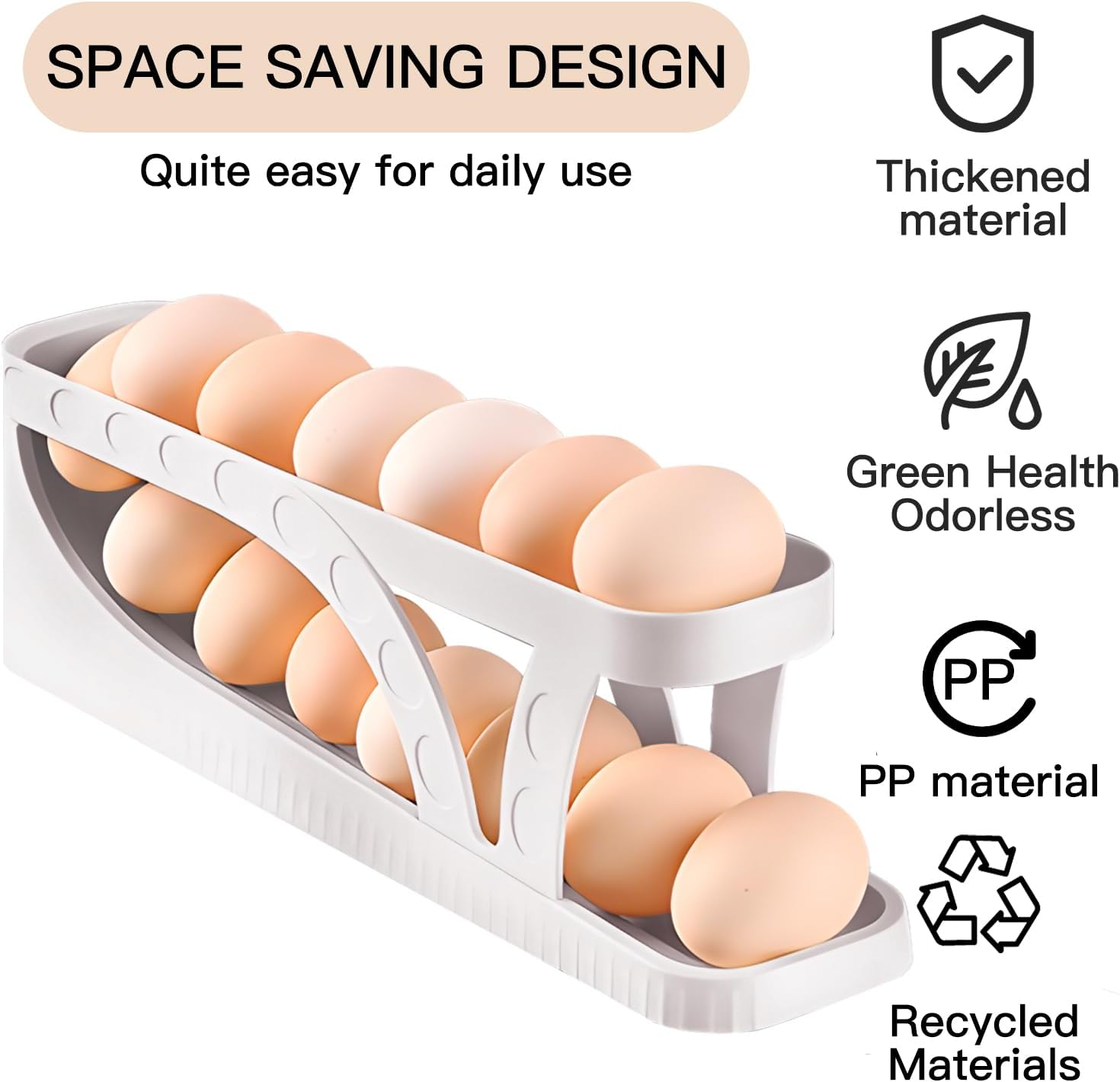Egg Dispenser, Egg Organizer, Space Saver For Organizing Egg, 2 Tier Roller Egg Tray For Fridge, Egg Holder For Refrigerator, Egg Storage Box, Egg Storage Rack For Refrigerator, Kitchen, Cabinets And Dining Table