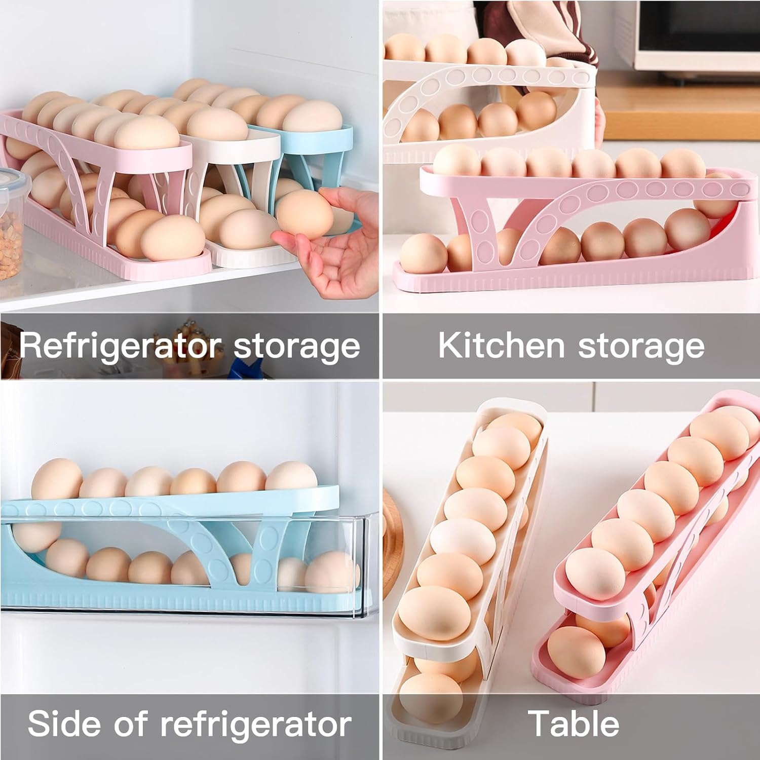 Egg Dispenser, Egg Organizer, Space Saver For Organizing Egg, 2 Tier Roller Egg Tray For Fridge, Egg Holder For Refrigerator, Egg Storage Box, Egg Storage Rack For Refrigerator, Kitchen, Cabinets And Dining Table