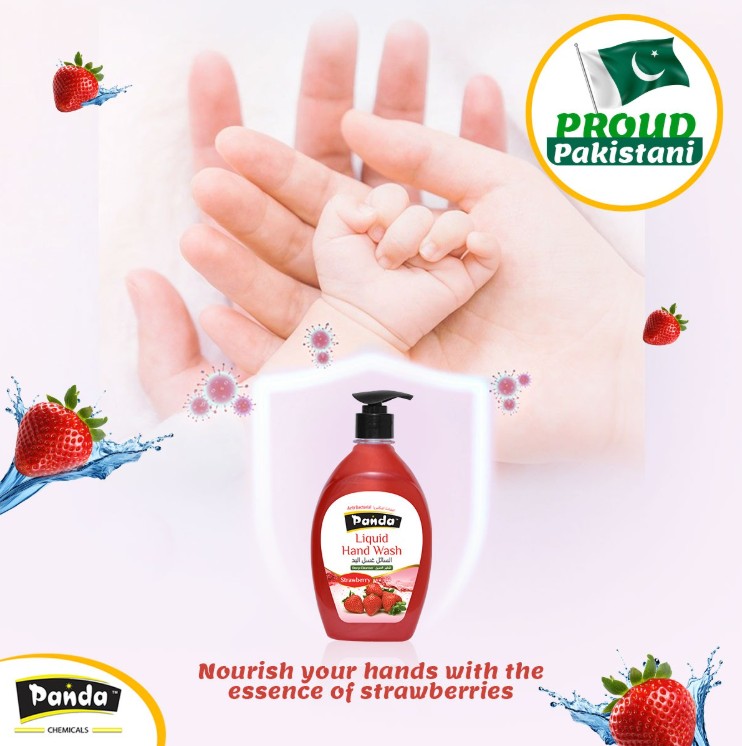 Panda Liquid Hand Wash Strawberry 500ML Antibacterial Liquid Handwash Flavored Fragrant Anti-Bacterial Liquid Soap Deep Cleansing Handwash with Pump, Germ Protection Hand Soap
