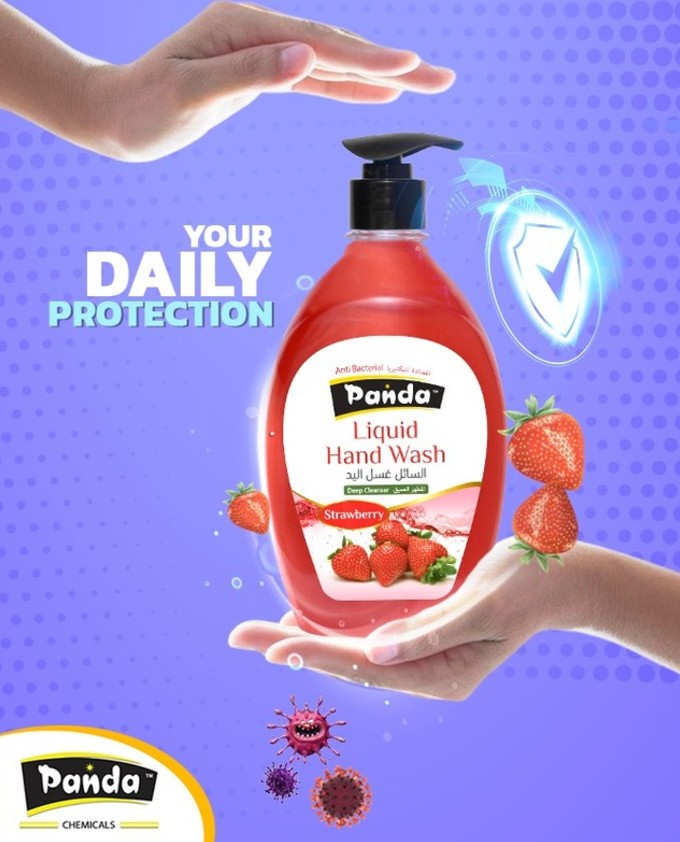Panda Liquid Hand Wash Strawberry 500ML Antibacterial Liquid Handwash Flavored Fragrant Anti-Bacterial Liquid Soap Deep Cleansing Handwash with Pump, Germ Protection Hand Soap