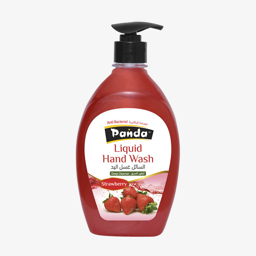 Panda Liquid Hand Wash Strawberry 500ML Antibacterial Liquid Handwash Flavored Fragrant Anti-Bacterial Liquid Soap Deep Cleansing Handwash with Pump, Germ Protection Hand Soap