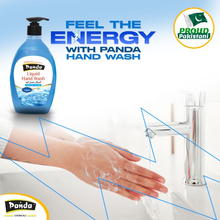 Panda Liquid Hand Wash Aqua 500ML Antibacterial Liquid Handwash Flavored Fragrant Anti-Bacterial Liquid Soap Deep Cleansing Handwash with Pump, Germ Protection Hand Soap
