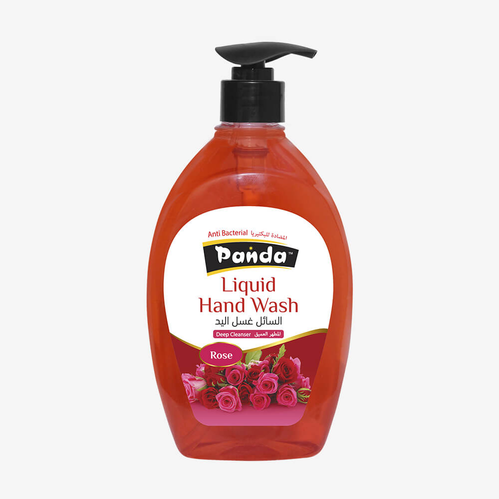 Panda Liquid Hand Wash Rose 500ML Antibacterial Liquid Handwash Flavored Fragrant Anti-Bacterial Liquid Soap Deep Cleansing Handwash with Pump, Germ Protection Hand Soap