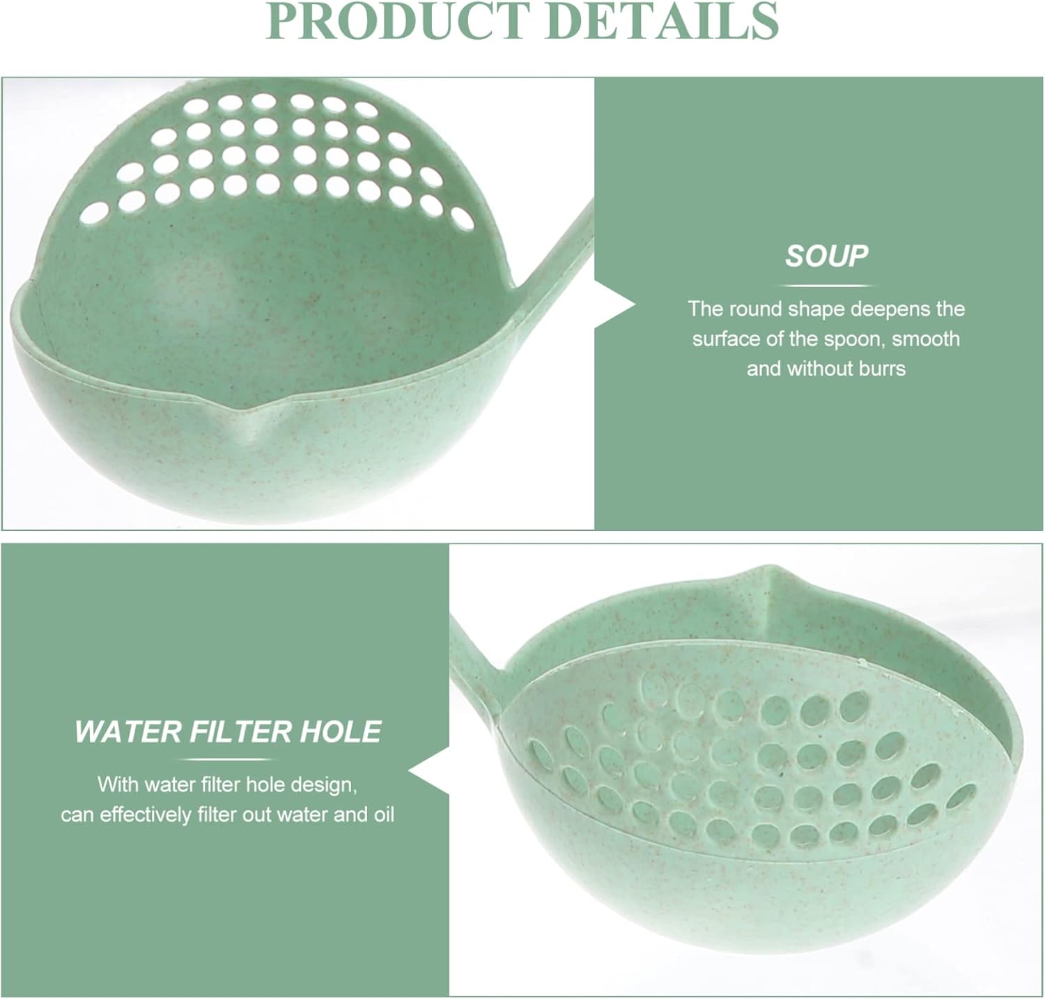 2 in 1 Plastic Draining Colander Soup Spoon, Scoop Colander Spoon Strainers Durable Drain Spoon Kitchen Accessories Strainers Kitchen Tools for Home, Hotel, Restaurant, Coffee Shop and More