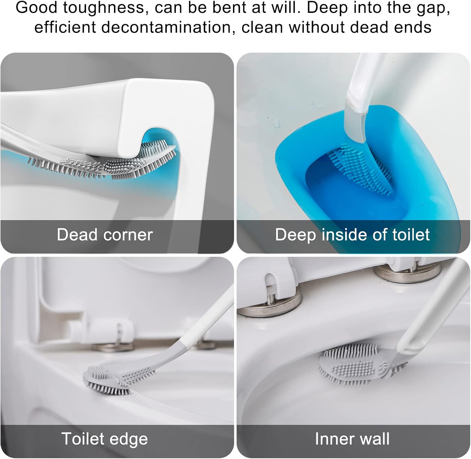 Golf Shape Toilet Brush Cleaner - L Shape Toilet Brush Golf Head Cleaner Flexible Silicone Brush for Quick Cleaning of Home, Kitchen, Bathroom, Toilet, Wash Basin Daily use. Daily use Bathroom Accessories Toilet Bowl Cleaner