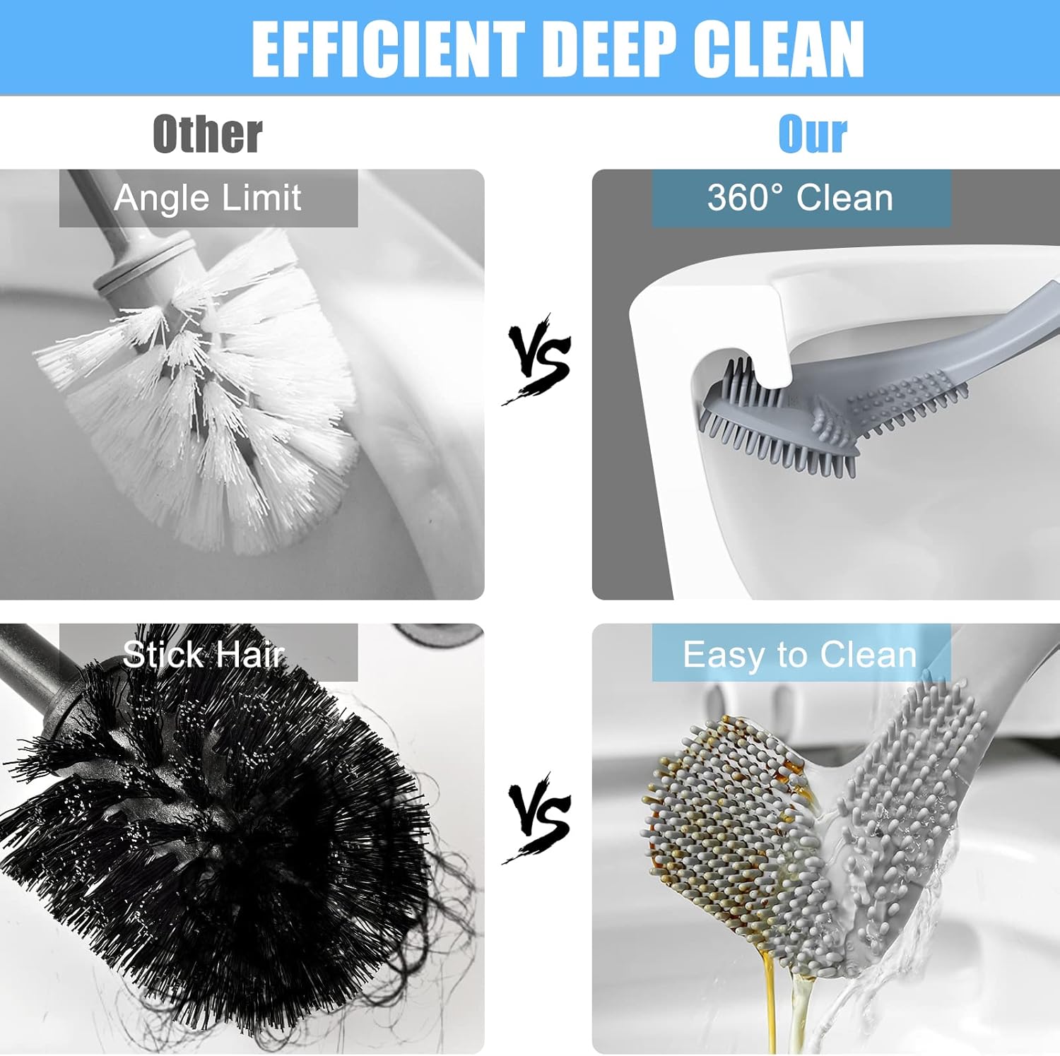 Golf Shape Toilet Brush Cleaner - L Shape Toilet Brush Golf Head Cleaner Flexible Silicone Brush for Quick Cleaning of Home, Kitchen, Bathroom, Toilet, Wash Basin Daily use. Daily use Bathroom Accessories Toilet Bowl Cleaner