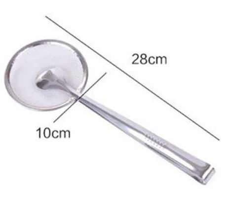 Imported Small Multi-functional 2 in 1 Fry Tool Filter Spoon Strainer With Clip,Oil Frying BBQ Filter Stainless Steel Mesh Strainer Kitchen Tool Frying Mesh Colander Quick Strain Stainless Steel Tong Colander