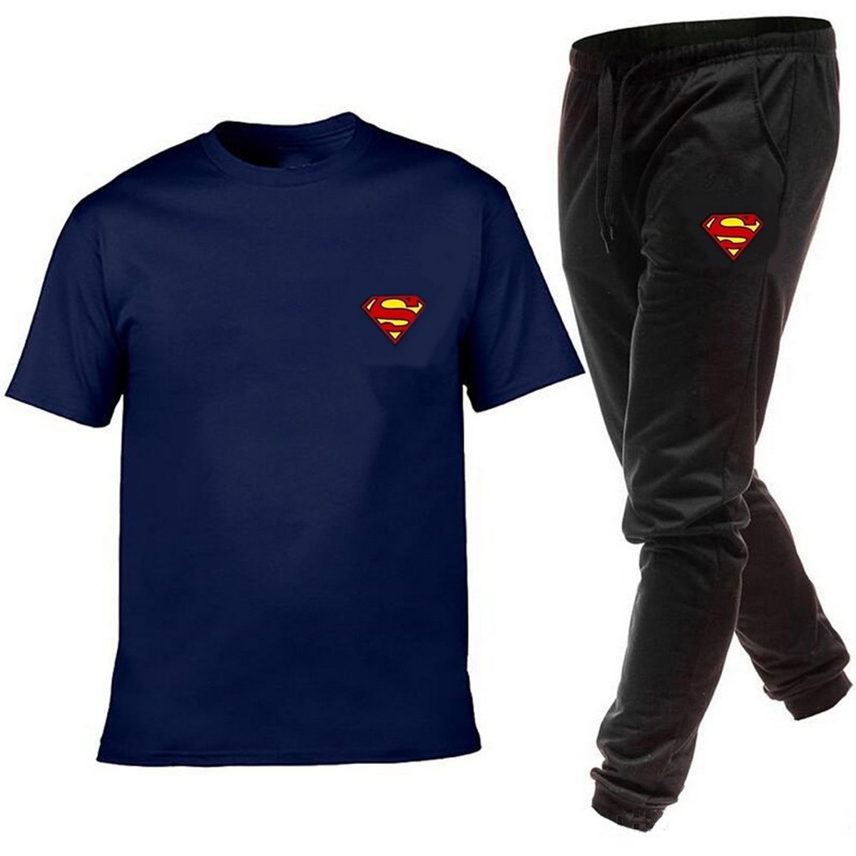 Men's Superman Logo Printed In Blue T Shirt Round Neck Half Sleeves Casual Tracksuit Amazing And Trendy T Shirt And Trouser for men n boys Gym Part Shirt And Jogging Track Suit