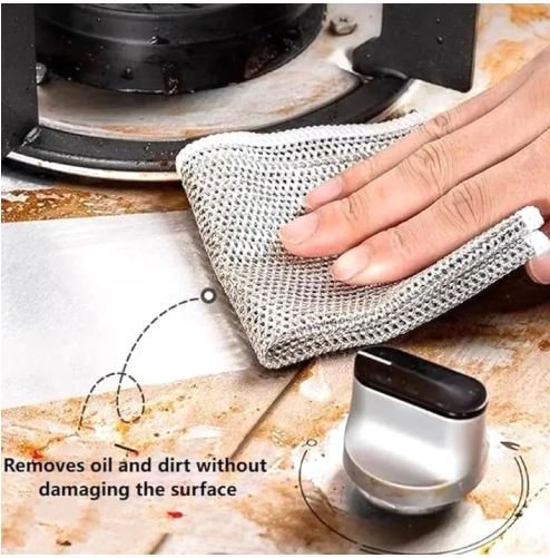 10 Pcs Pack Multipurpose Wire Dishwashing Rags for Wet and Dry Stainless Steel Scrubber Non-Scratch Wire Dishcloth for Washing Dishes Sinks Counters Easy Rinsing Machine Washable