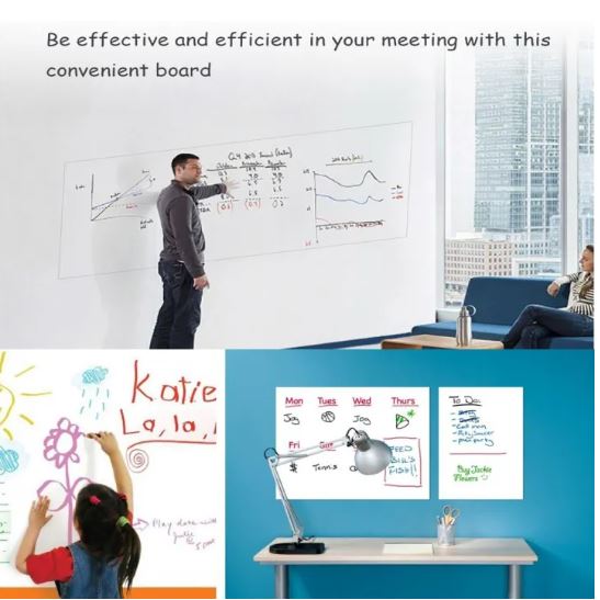Large White Marker board Sticker Paper DIY Whiteboard Wall Adhesive Contact Paper Roll White Board For Kids Whiteboad Sticker For Wall Paper Sheet PVC Waterproof