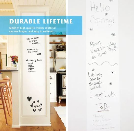 Large White Marker board Sticker Paper DIY Whiteboard Wall Adhesive Contact Paper Roll White Board For Kids Whiteboad Sticker For Wall Paper Sheet PVC Waterproof
