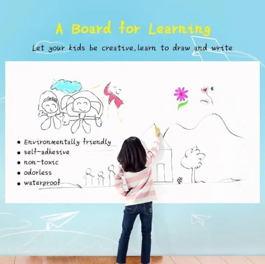 Large White Marker board Sticker Paper DIY Whiteboard Wall Adhesive Contact Paper Roll White Board For Kids Whiteboad Sticker For Wall Paper Sheet PVC Waterproof