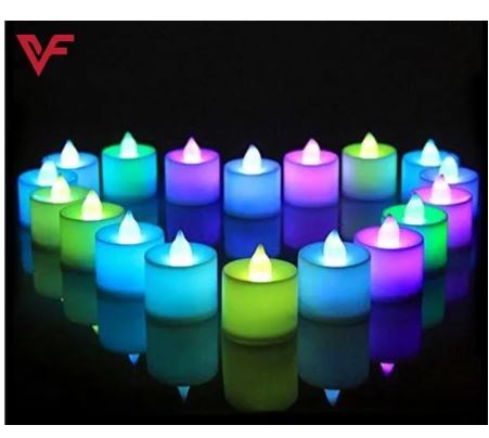 12 Magic Colour Changing LED Glowing Tea Light Flameless Candles Multicolor Smokeless Tealight Candles Birthday Love Romantic Candle Wedding Birthday Candle Decoration