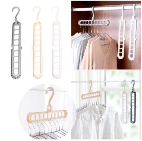 Pack of 2 Super Magic Changeable Clothes Pluto Plastic Hanger Space Saving Saver Wonder Closet Organizer 9 Holes Holder Cloths and Pants Hanger Closet Wardrobe Organizer