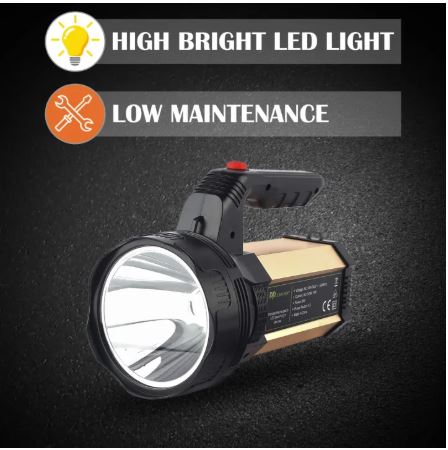Portable LED Search Light DP 7313 Torch 8W LED 6000mAh DP Led Light Portable Rechargeable Search Light LED Spotlight Lighting Ultra Bright Outdoor Portable Hand Held Flashlight Emergency Light For Outdoor Camping Hiking Fishing Searching