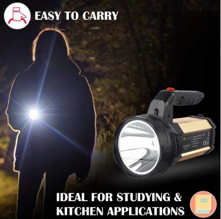 Portable LED Search Light DP 7313 Torch 8W LED 6000mAh DP Led Light Portable Rechargeable Search Light LED Spotlight Lighting Ultra Bright Outdoor Portable Hand Held Flashlight Emergency Light For Outdoor Camping Hiking Fishing Searching