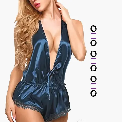 Imported Satin Lace Deep V Teddy – Sexy Sleepwear Romper for Women