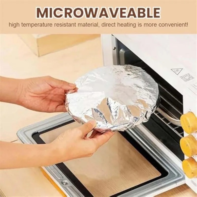  Aluminum Foil Food Covers - Elastic & Adjustable Fresh-Keeping Covers for Bowls Fruits & Kitchen Storage