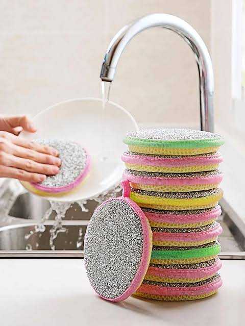 2 in 1 Multicolor Dishwashing Scrub and Sponge 