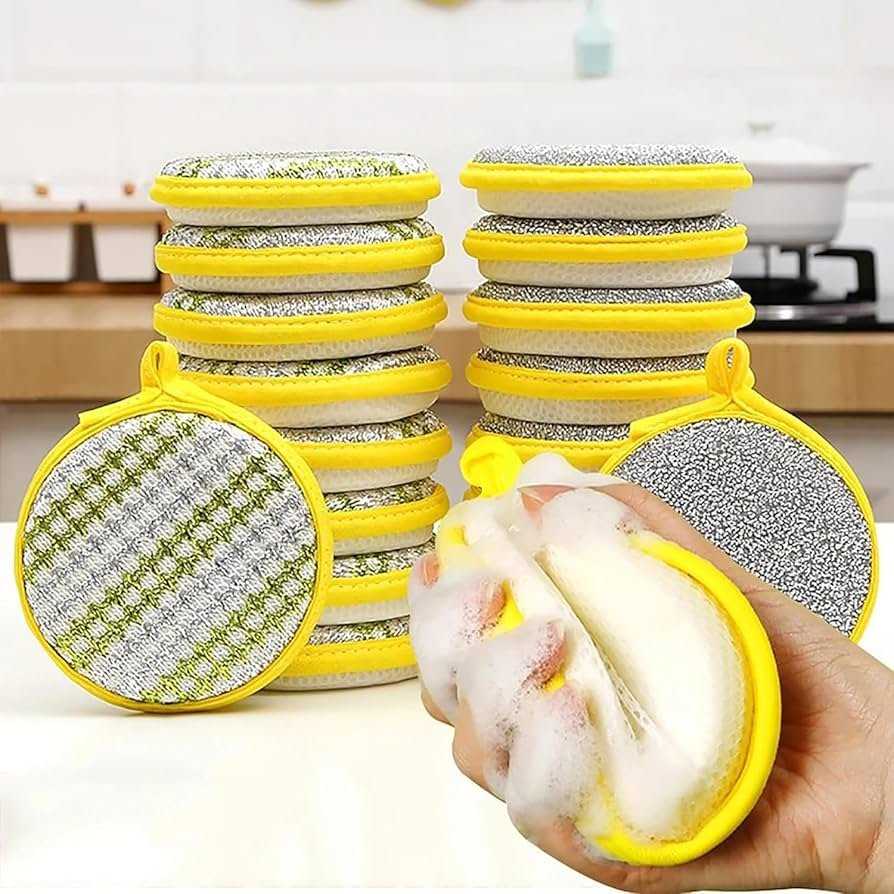 2 in 1 Multicolor Dishwashing Scrub and Sponge 