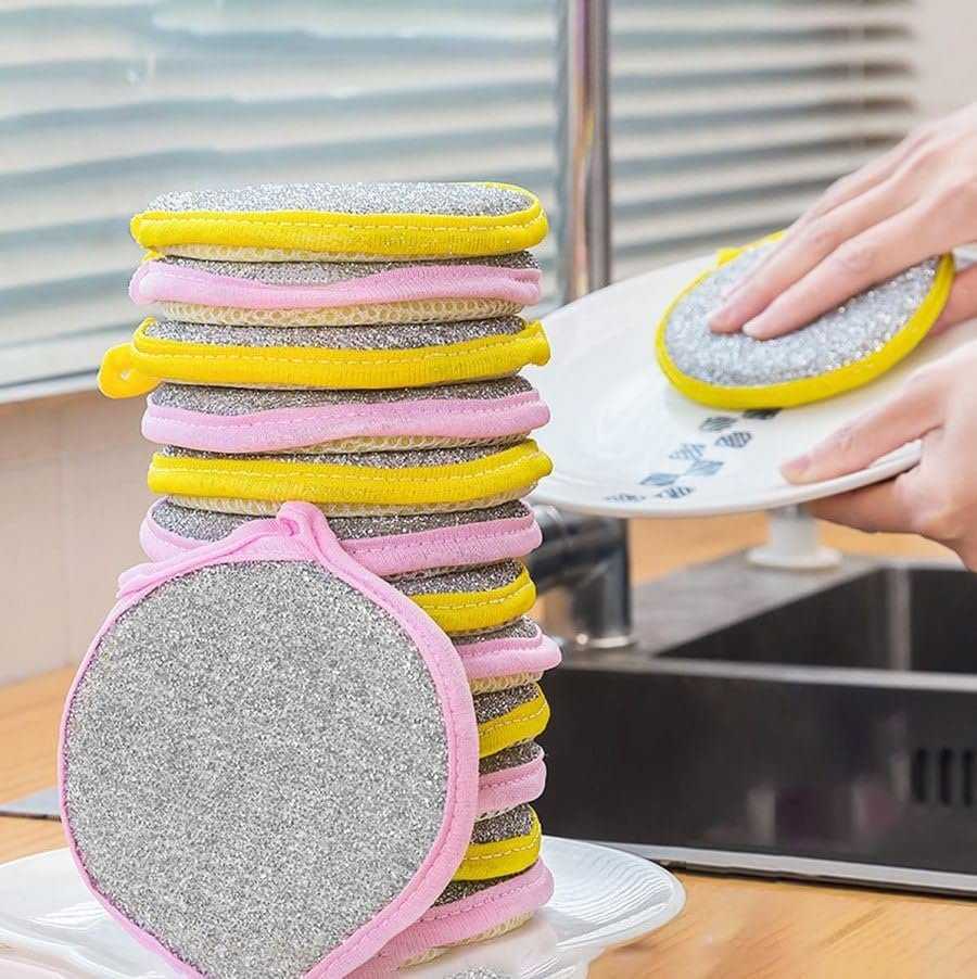 2 in 1 Multicolor Dishwashing Scrub and Sponge 