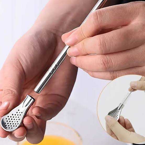 Stainless steel spoon with Straw 