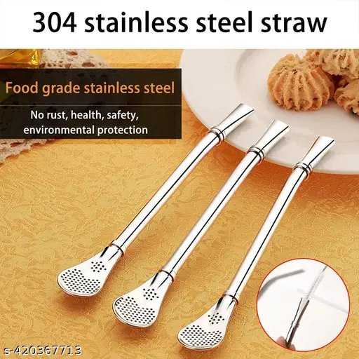 Stainless steel spoon with Straw 