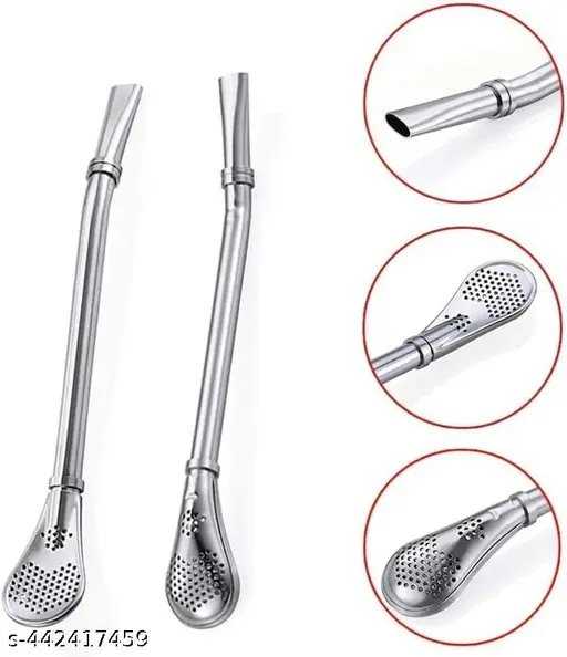 Stainless steel spoon with Straw 