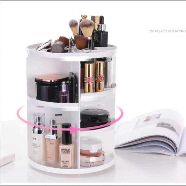 360 Rotating Makeup Organizer White 