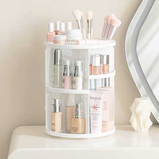 360 Rotating Makeup Organizer White 
