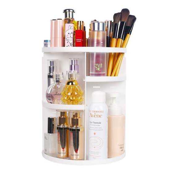 360 Rotating Makeup Organizer White 