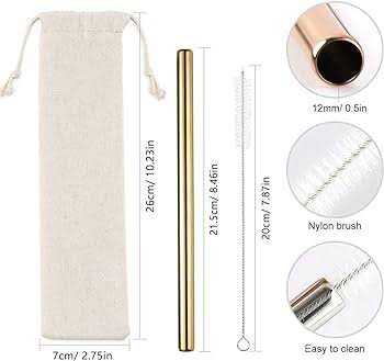 5 PCs Steel Straws 
