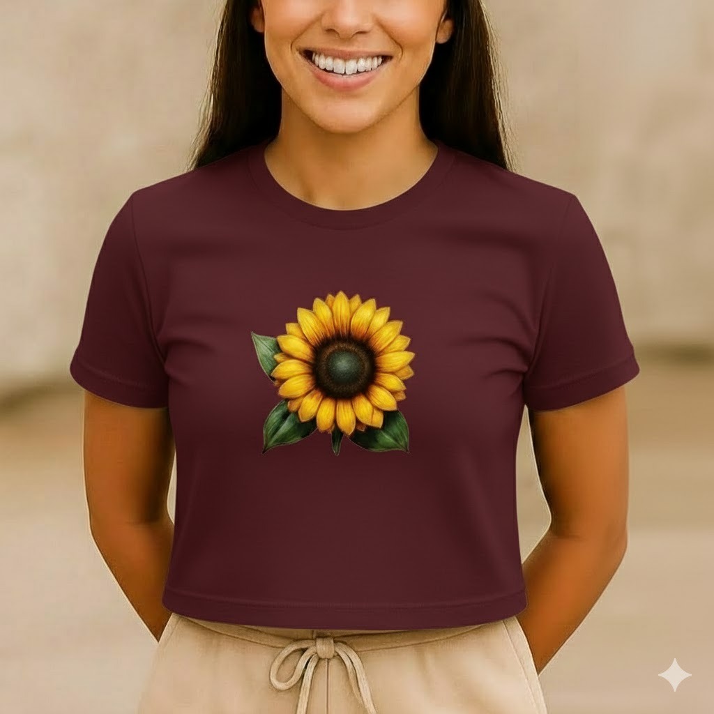 Cute Flower Summer DTF Printed T-Shirt For Women's