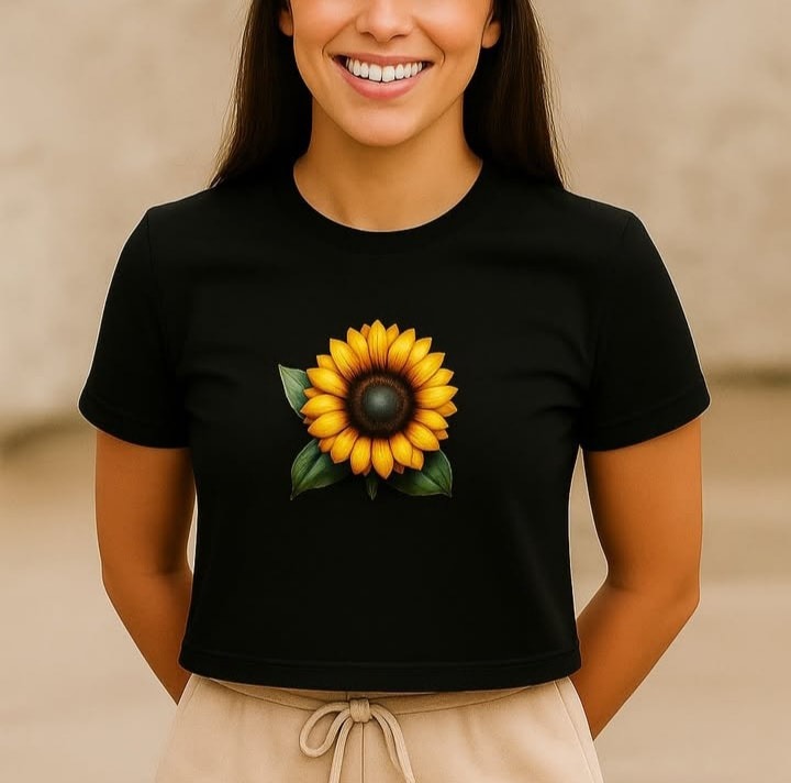 Cute Flower Summer DTF Printed T-Shirt For Women's