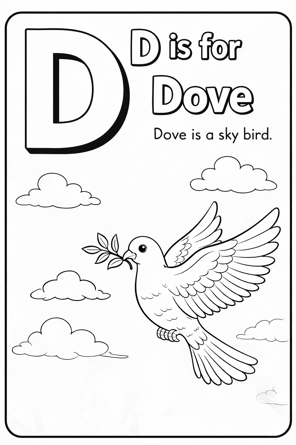 A to Z Sky Birds Alphabet Coloring Book for Kids, Educational Learning Activity