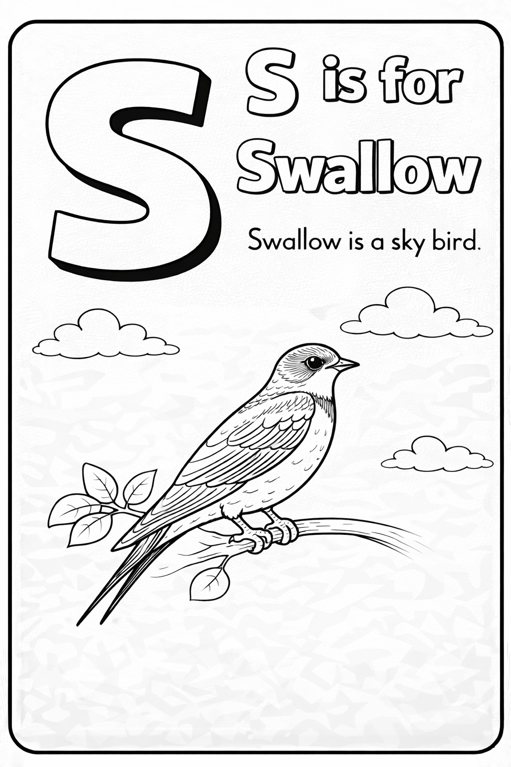 A to Z Sky Birds Alphabet Coloring Book for Kids, Educational Learning Activity