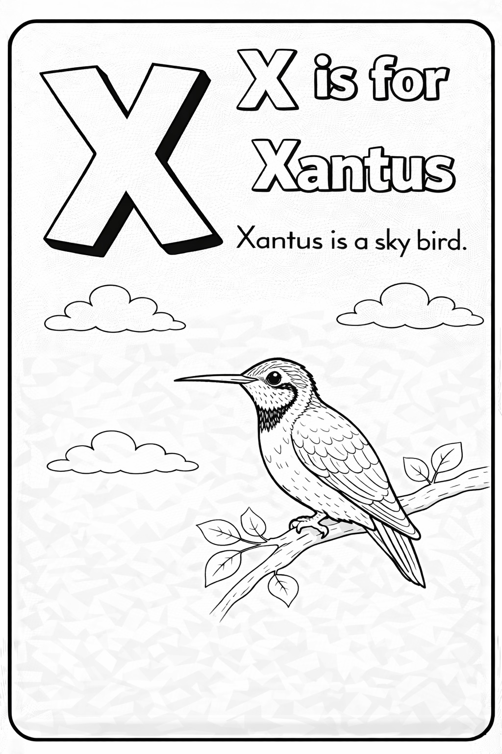 A to Z Sky Birds Alphabet Coloring Book for Kids, Educational Learning Activity