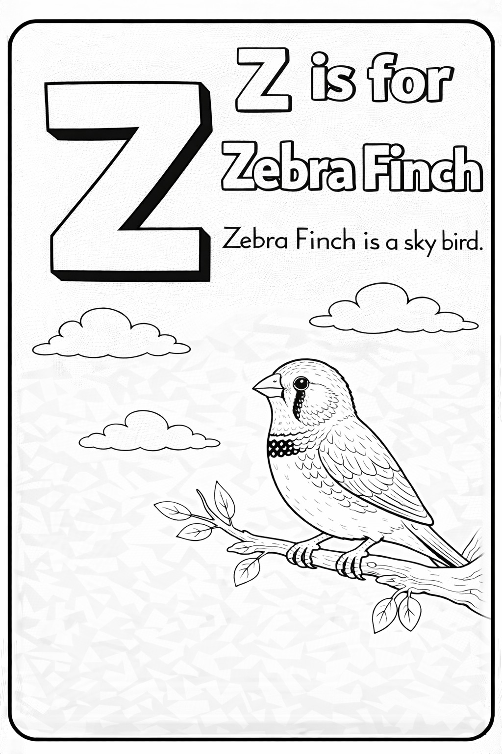 A to Z Sky Birds Alphabet Coloring Book for Kids, Educational Learning Activity