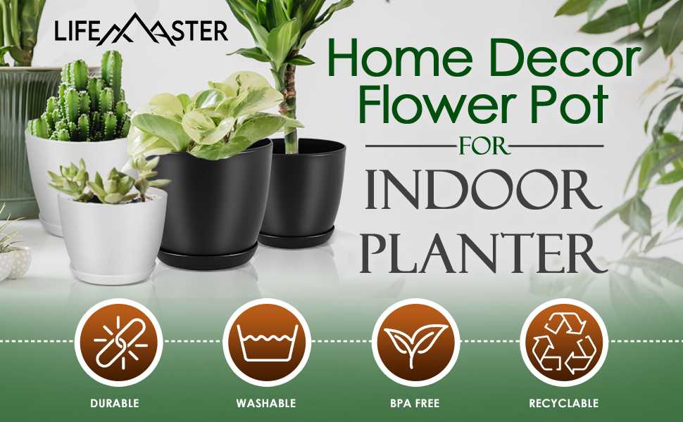 Pack of 2 Enhance Your Space  Extra Large Plant Pots – Perfect Home Decor for Indoor and Outdoor Planters with Drainage - Explore Multi-Packs of Plastic Planters for Cactus and Succulents in 8 Vibrant Colors